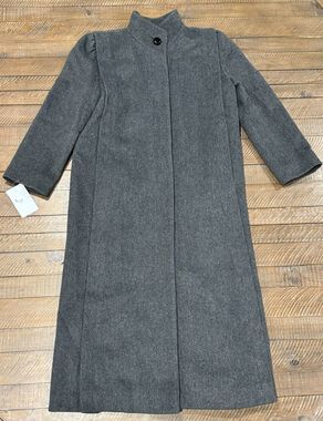 Karen Vintage Trench Coat Wool Cashmere Blend Long Hidden Button -Women's Large